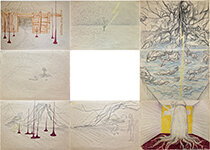 Lucie Ferliková – Composite Drawing – Jung's Dream of Phallus and Underworld, marker, pencil, colored pencil on paper, 63×90 cm, 2014–15