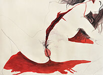 Lucie Ferliková – Feelings Cycle 1 – Cut, ink, ballpoint pen on paper, 100×70 cm, 2014