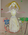 Lucie Ferliková – Libido and Mortido Circling the Skirt of Morana, acrylic on paper, 114.5×144 cm, 2008