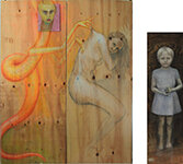 Lucie Ferliková – Self-Portrait in Three Phases-Dimensions, pencil, ink, colored pencil, acrylic on plywood, whole approx. 150×165 cm, 2015–16