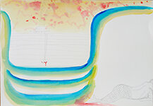 Lucie Ferliková – Composed Drawings Above and Below – Mermaid, watercolor on watercolor paper, 50×35 cm, 2014