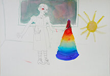 Lucie Ferliková – Composed Drawings Above and Below – Sorcery 1, watercolor on watercolor paper, 50×35 cm, 2014