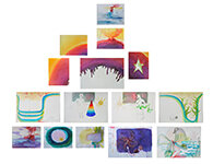 Lucie Ferliková – Composed Drawings Above and Below, watercolor, pencil on paper, formats between A4 and A3, 2014