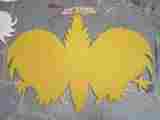 Lucie Ferliková, from dissertation Amalgam- Yellow heraldic eagle-ananas,  acrylic colour on fibreboard,122x92cm, 2005