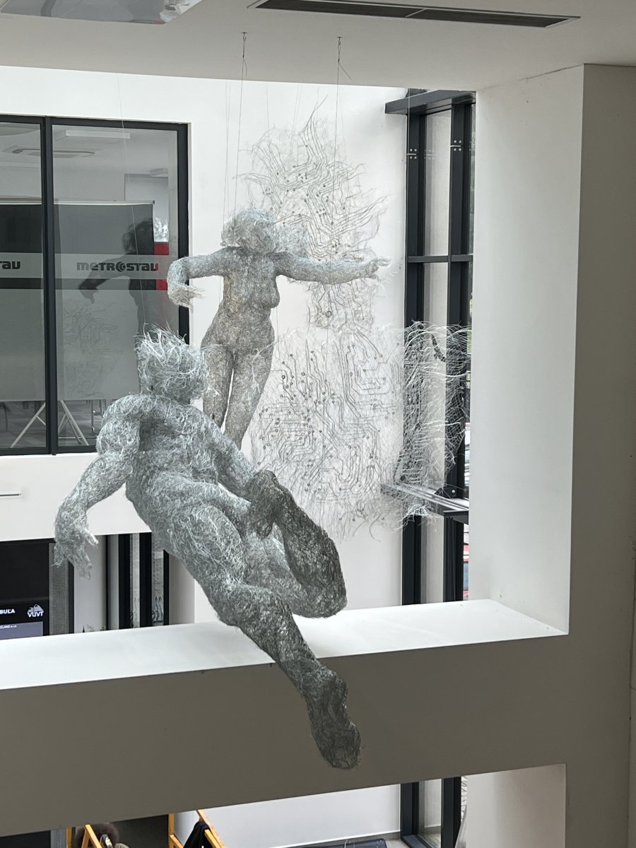 Digital Swimmers, steel, 2025, site-specific, ESMO, Žilina - artwork by Veronika K. Psotková