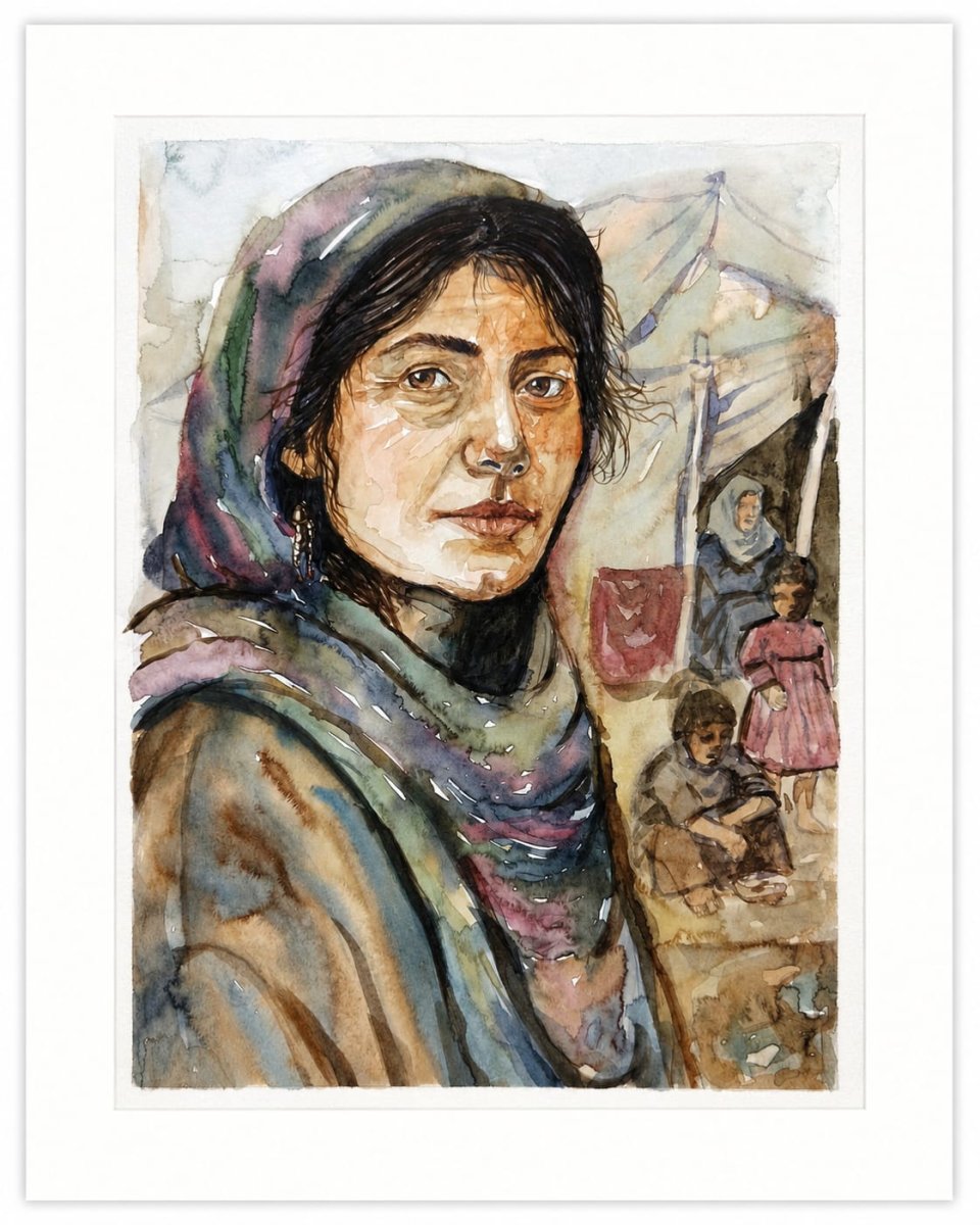 Akvarel na papíře, 20 × 25 cm – dílo od Hatice Atamış