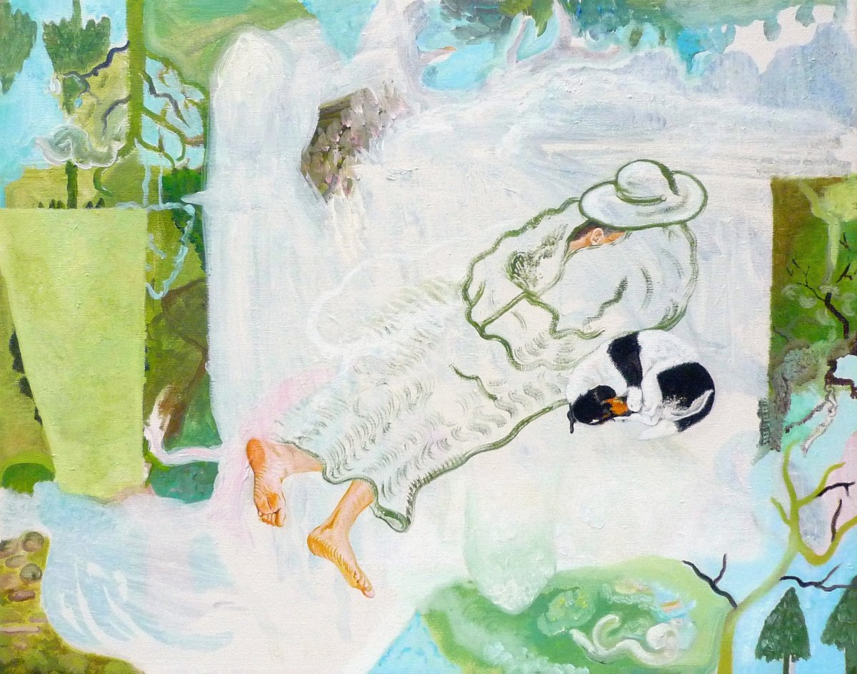 In a Coat, oil and acrylic on canvas, 80×100 cm, 2013 - artwork by Jan Karpíšek