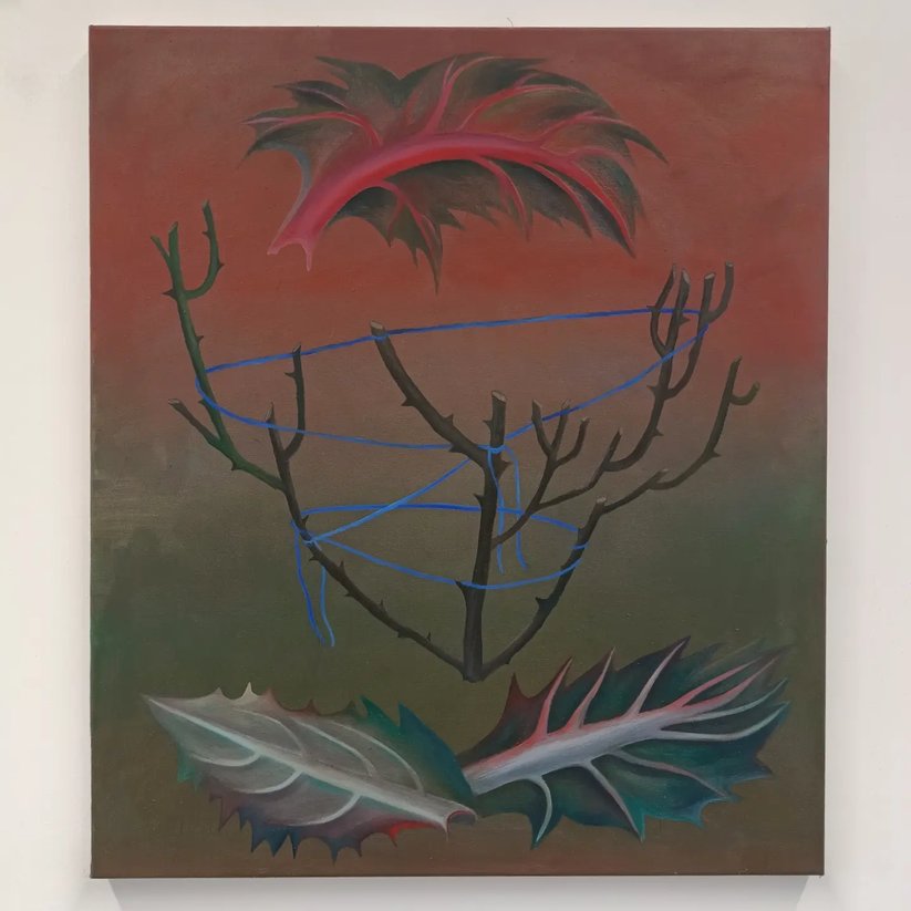 Zazimování růží, olej na plátně, 90 × 75 cm, 2025 - artwork by Bára Gehringerová