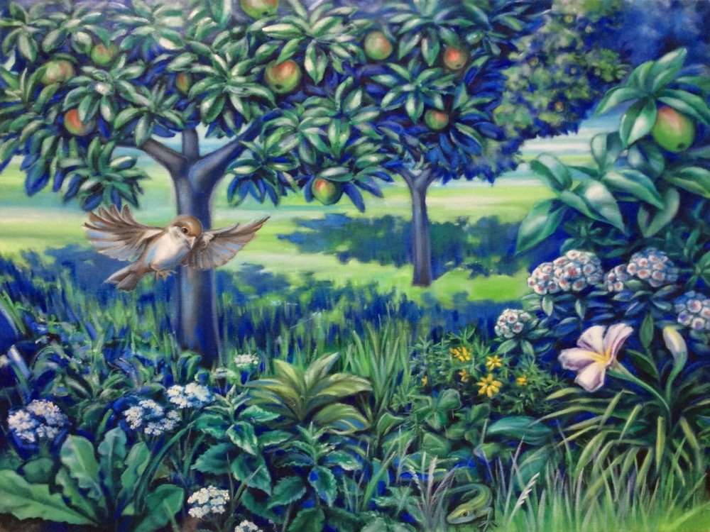 " In the garden ", 90x120 cm,2016 - artwork by Pavel Joza