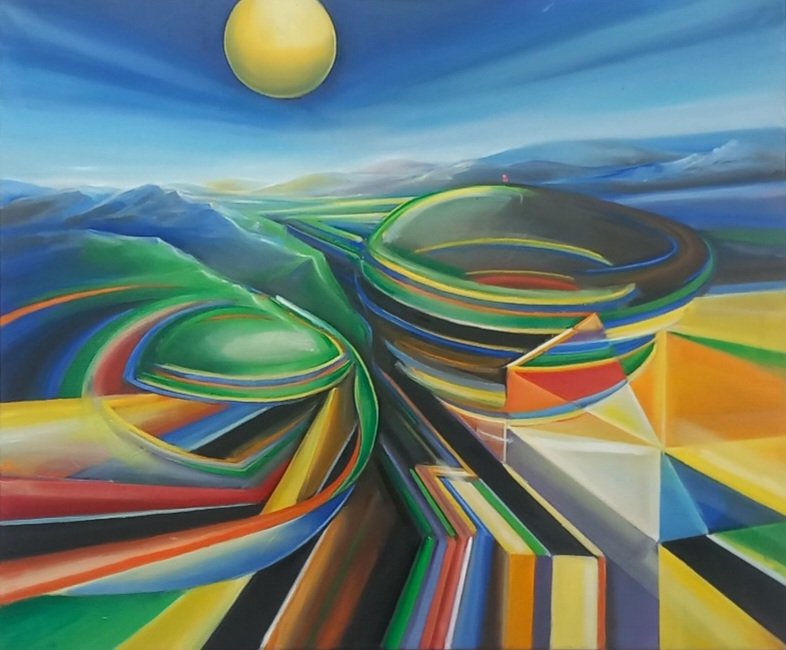 " Cultural landscape ", 100x120 cm, 2025 - artwork by Pavel Joza