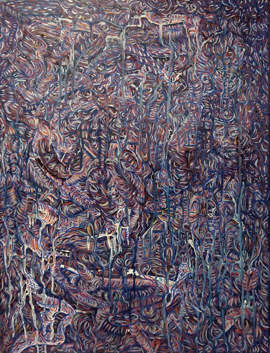 Nervous Animal Scene, mixedmedia on canvas, 60x80cm, 2025 - artwork by Hynek Bařák