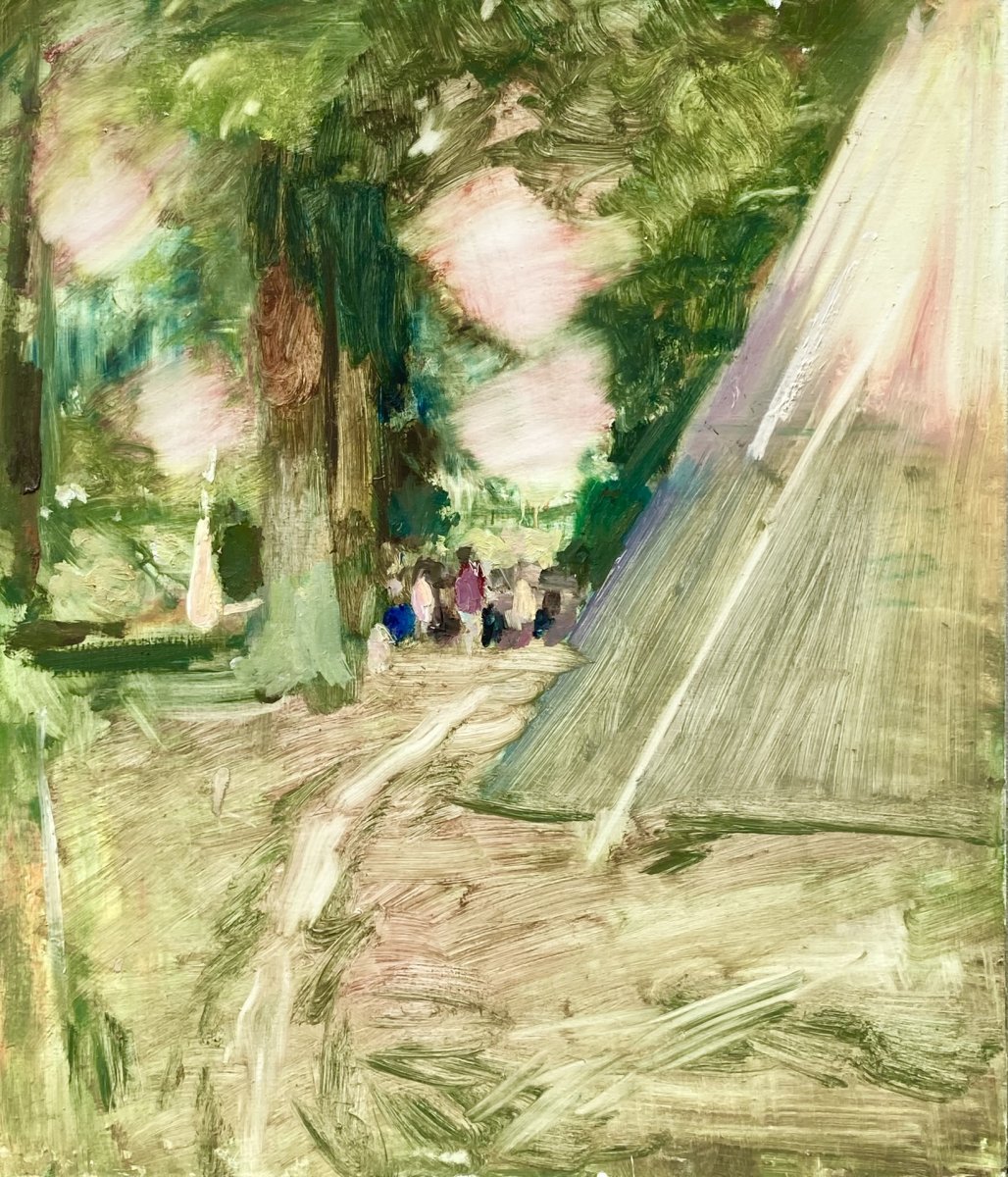 Teepee, 2026, olej na plátně, 100 x 95 cm - artwork by Matěj Lipavský