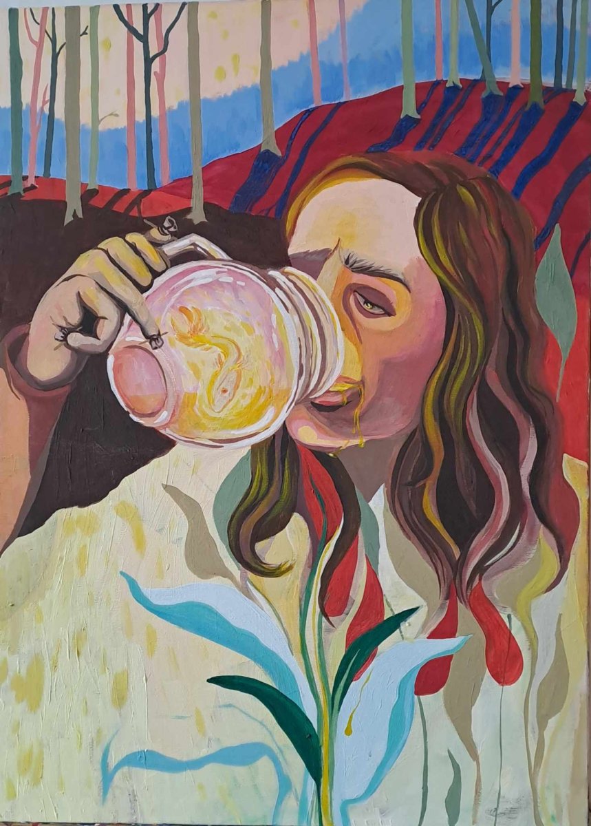 Monča, acrylic on canvas, 2024 - artwork by Kristýna Boháčová