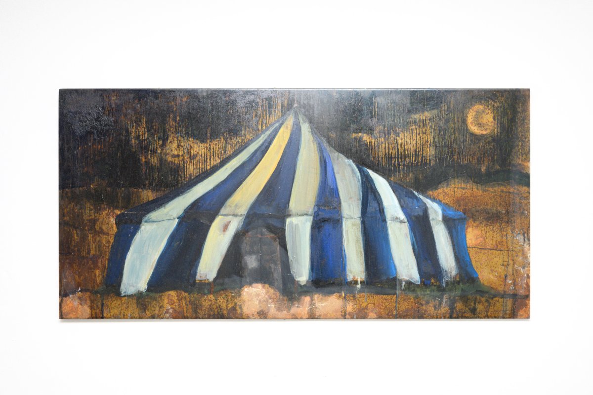 Sheet Metal II., oil on sheet metal, 97 × 197 cm, 2025 - artwork by Martina Valchářová