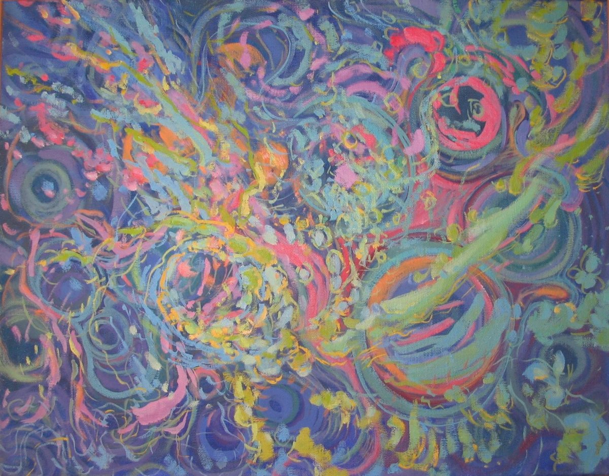 Pohyb vesmírem, olej na plátně, 60 × 50 cm, 2004 - dílo od Alice Waisserová