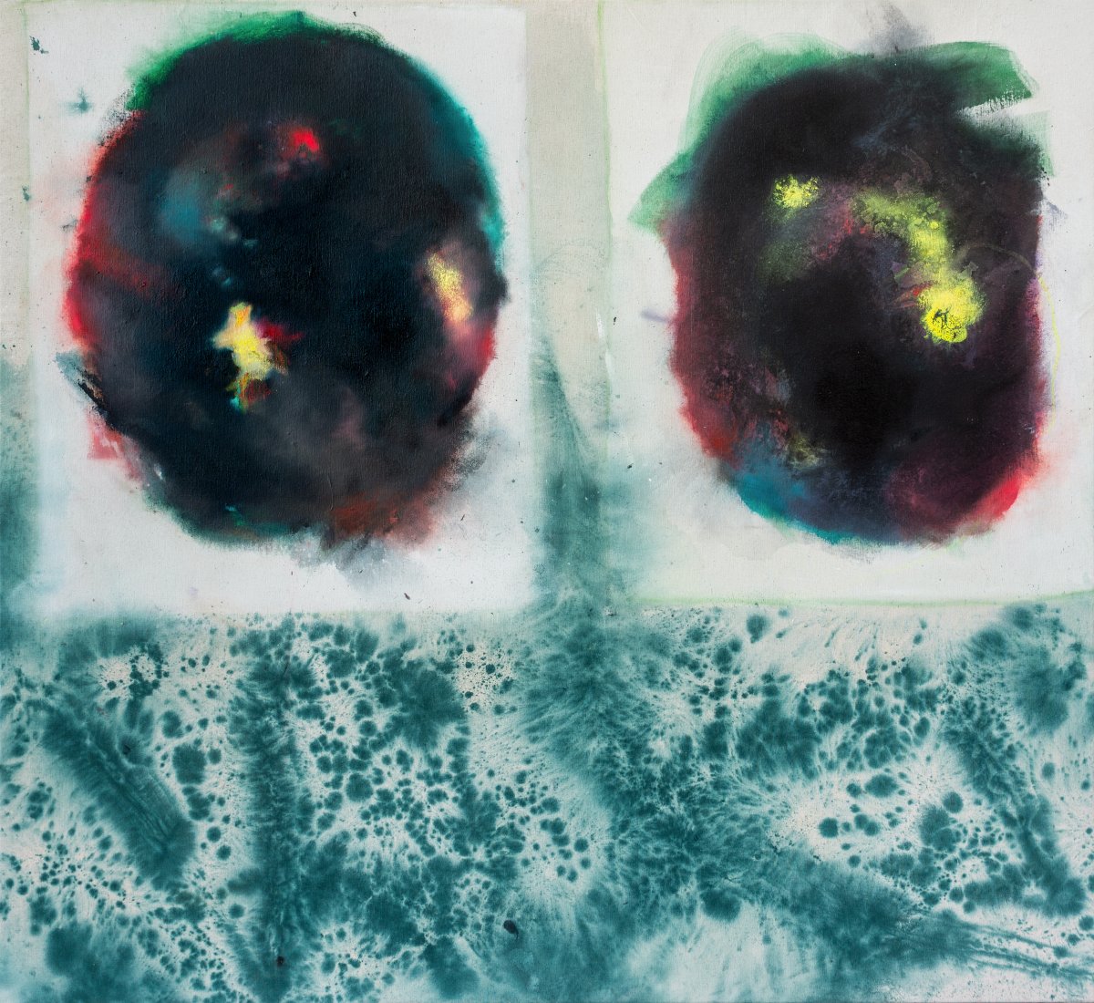 Společně v separaci, 2026, kombinovaná technika na plátně, 155 x 145 cm - dílo od Kristína Nguyenová