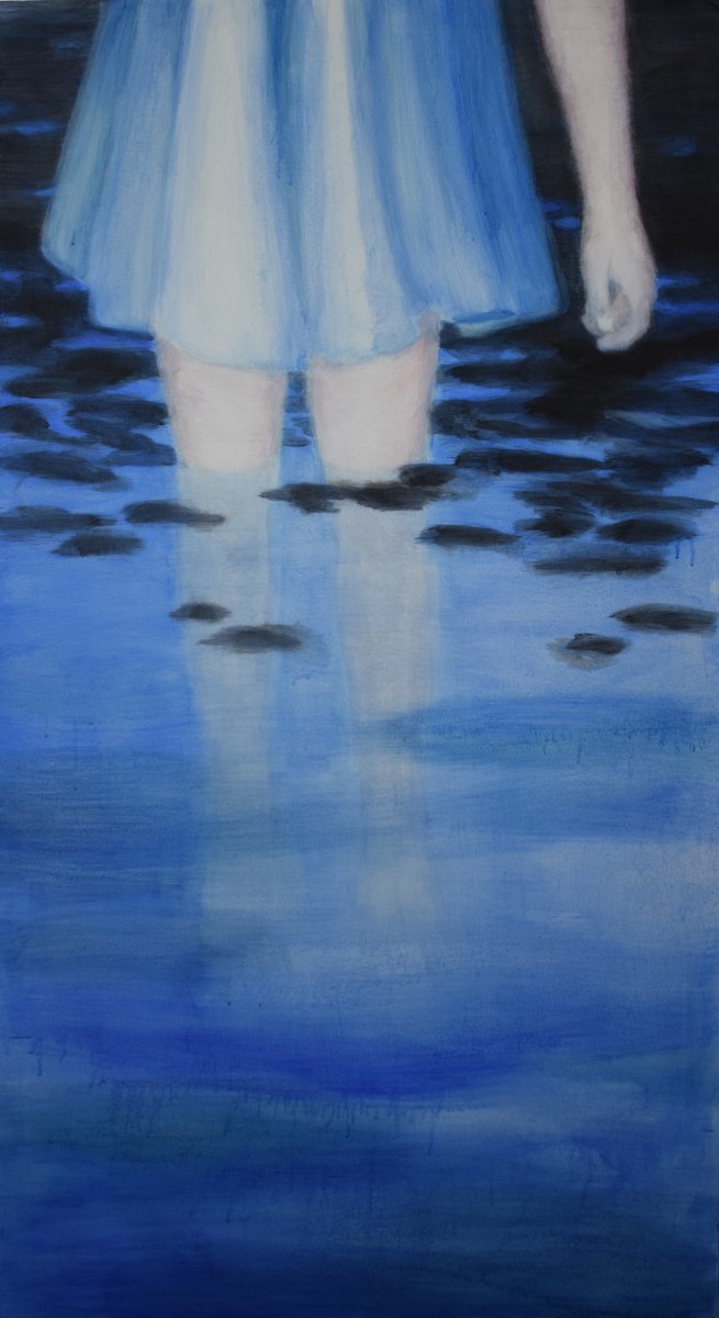 Ponořená, kvaš a akryl na plátně, 145 x 85 cm, 2026 - робота Elisabeth-Marie