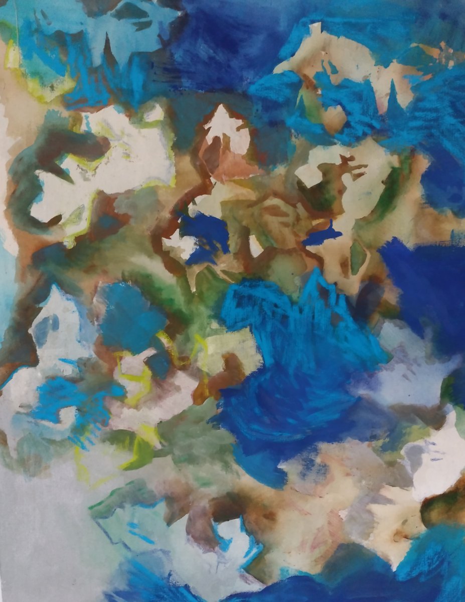 Vrstvy III, akryl, pastel, 60×85 cm, 2024 - dílo od Markéta  Pohlová Vlčková