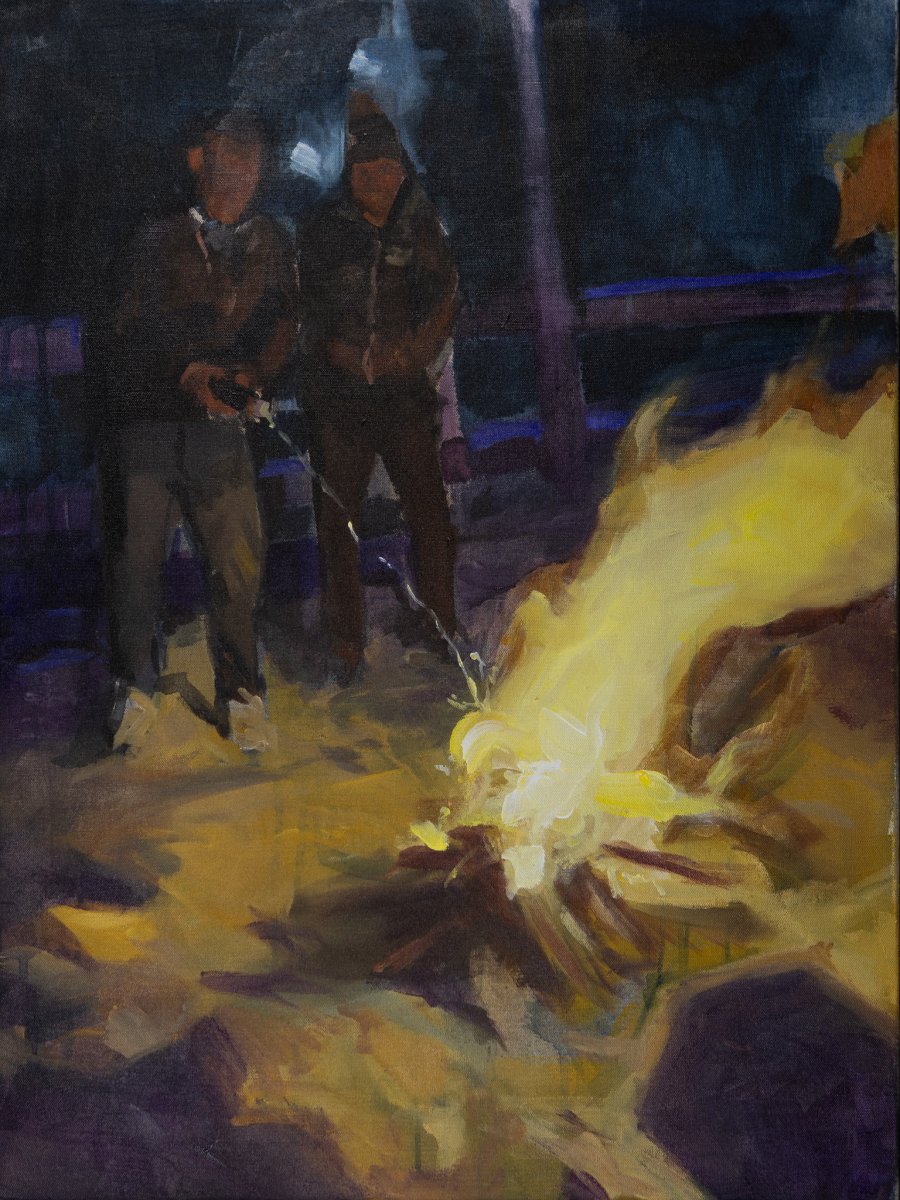 Party XIV, acrylic on canvas, 80x60cm, 2025 - artwork by Matěj Komínek