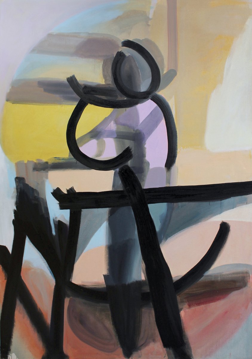 Nádobí (z cyklu Doma), 2021, akryl a olej na plátně, 230×160 cm - artwork by Jaroslav Grodl