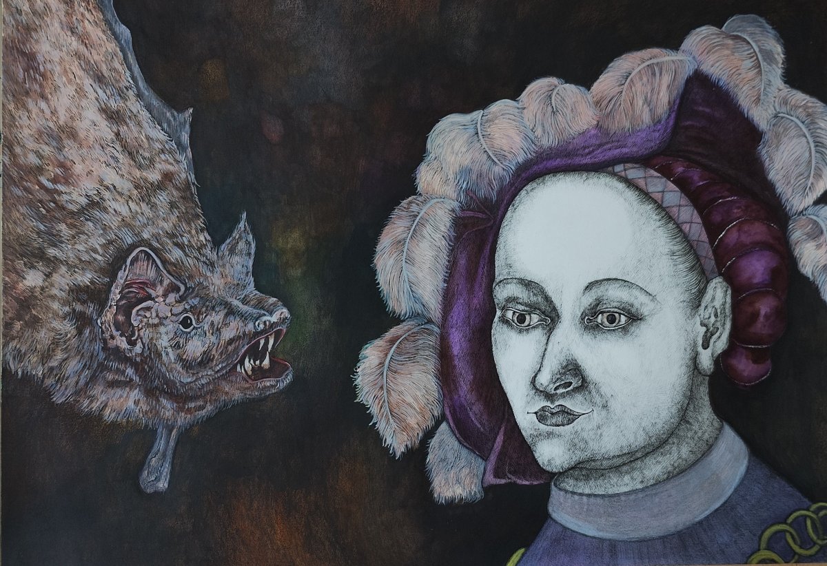 Dáma s netopýrem/Z temnoty, 2025 - artwork by Petra Buzková (PJOTRA)