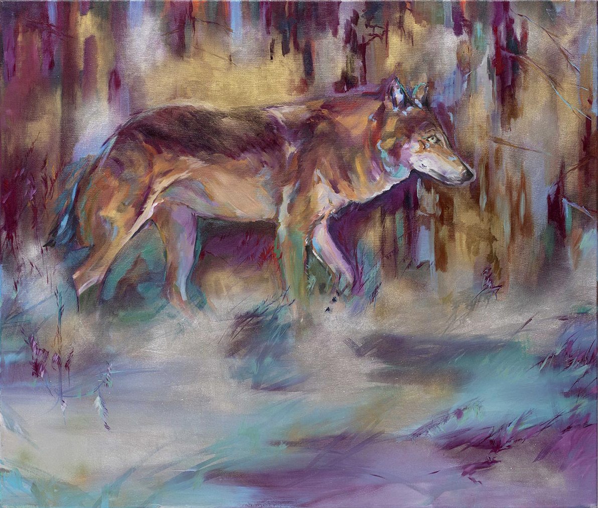 She-wolf, 115x135 cm, oil on canvas, 2022 - artwork by Barbora Chlastáková