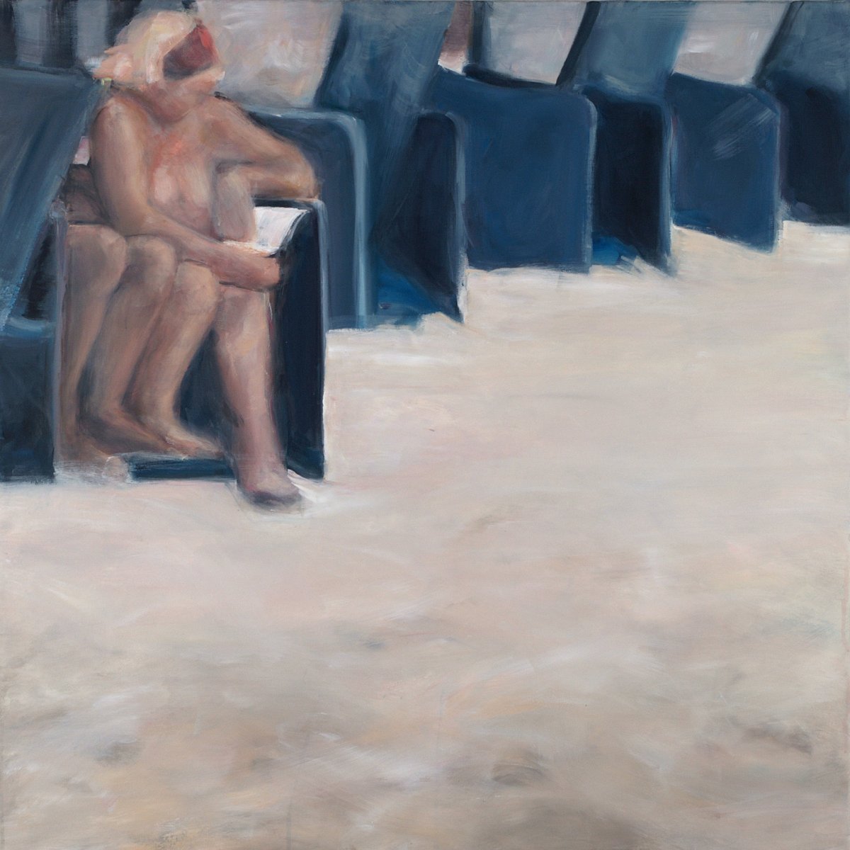 11 a.m. In any case it is better to take a seat together., 100×100 cm - artwork by Katja Praschak