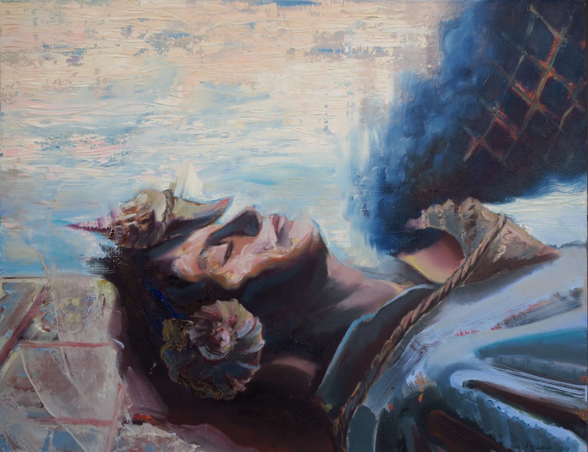 The pulse of the sea, oil on canvas, 90x70 cm, 2024 - artwork by Lyube Petrov