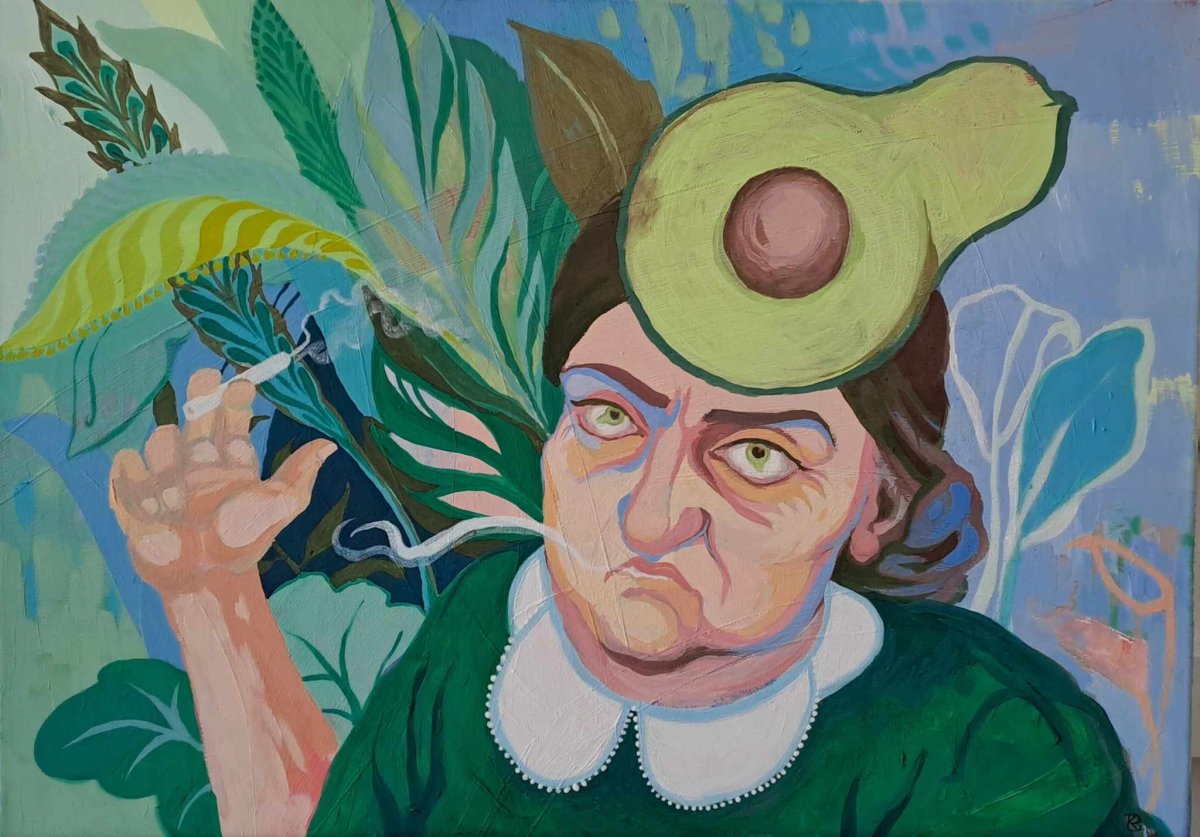Mrs. Avocado, acrylic on canvas, 2024 - artwork by Kristýna Boháčová