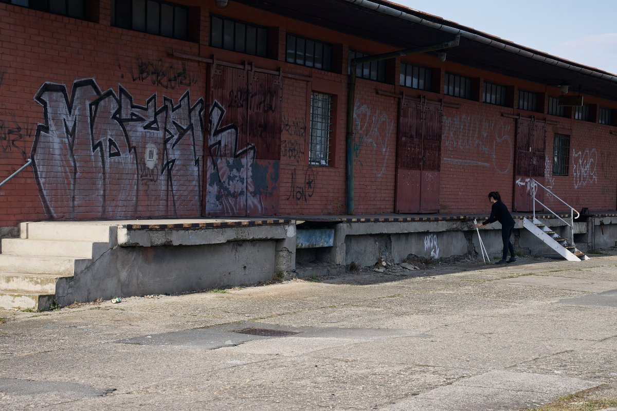 Train station / Mapping Zlín 02 / performance / 2021 - artwork by Marie Vránová