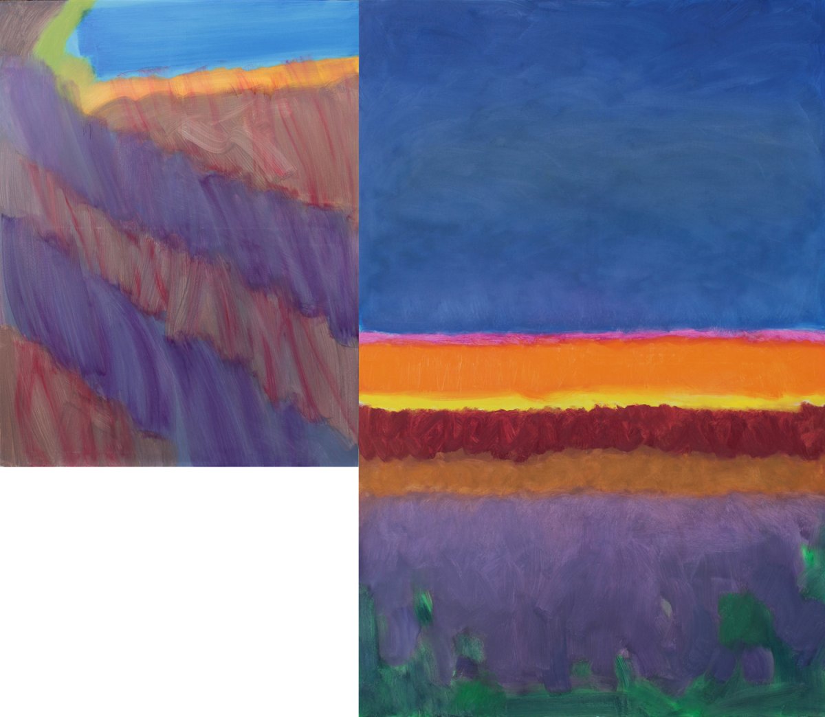 z cyklu BSS&BPB (z cyklu Flešbeky krajiny), 2025, olej na plátně, 200×230 cm - artwork by Jaroslav Grodl