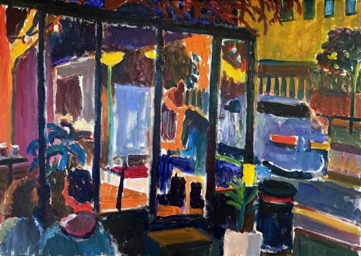 Evening at Cafe Shapira, 2025 - artwork by Tal Hagi