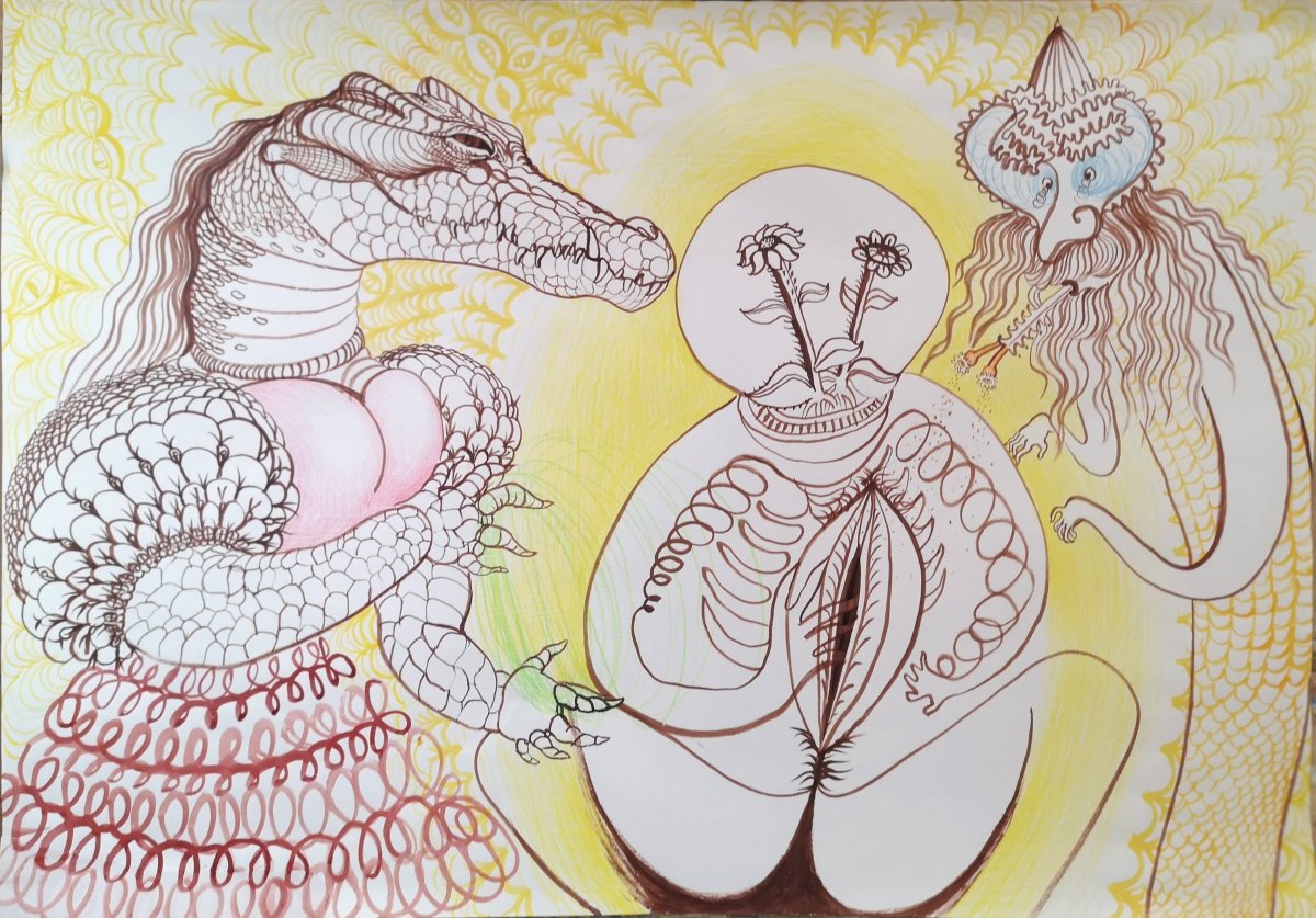 Easter motif- pussy worship, 2024 - artwork by Lucie Ferliková