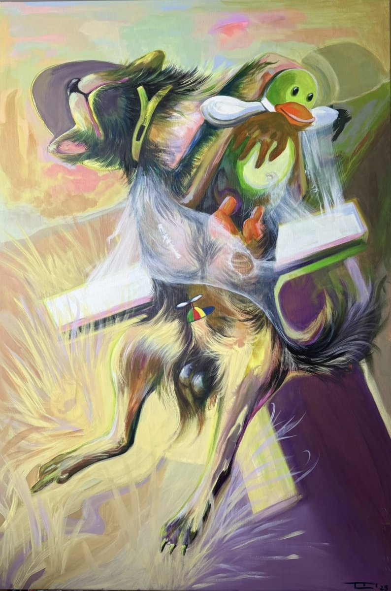 Silk Boundaries, acrylic on canvas, 120×80 cm, 2025 - artwork by Tereza Laznová