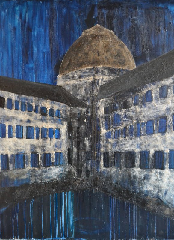 Free-Dóm, mixed media on canvas, 170 × 150 cm, 2022 - artwork by Martina Valchářová
