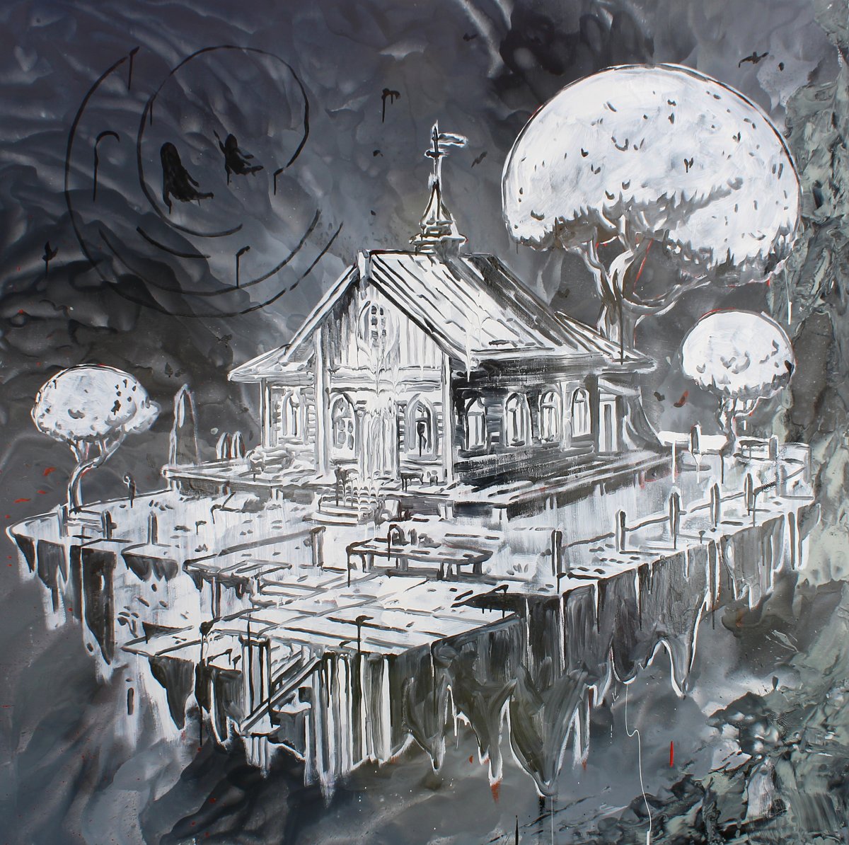 Dům snů, syntetika na plátně, 155×155 cm, 2024 - dílo od Jakub Hvězda