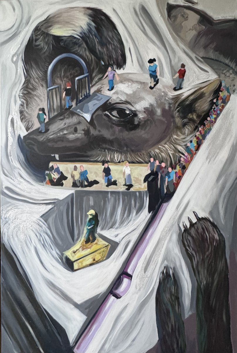 Silk Boundaries, acrylic on canvas, 120×80 cm, 2025 - artwork by Tereza Laznová