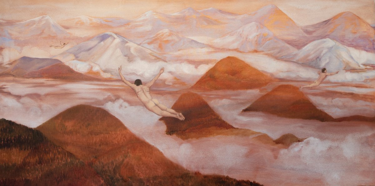 Vision Seekers, oil on canvas, 85x165 cm, 2022 - artwork by Hana Krupa