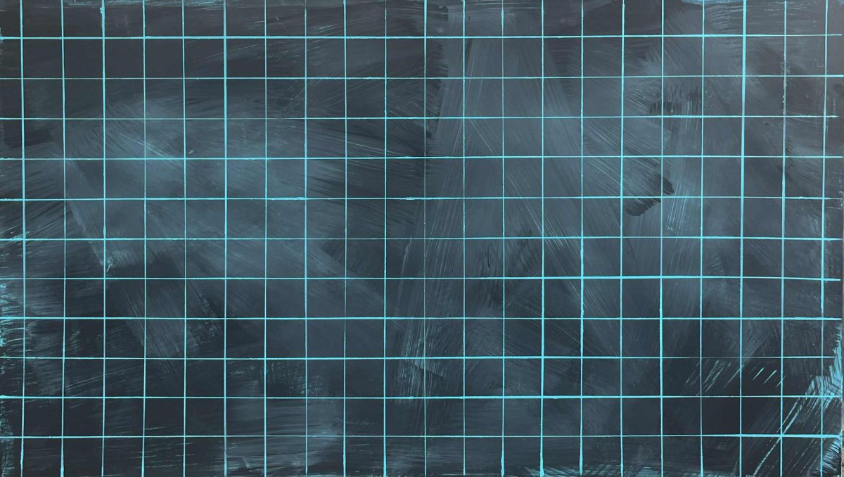 Rytmy (Špatně smazaná tabule č. 2), akryl na plátně, 125×200 cm, 2026 - dílo od Alice Marková