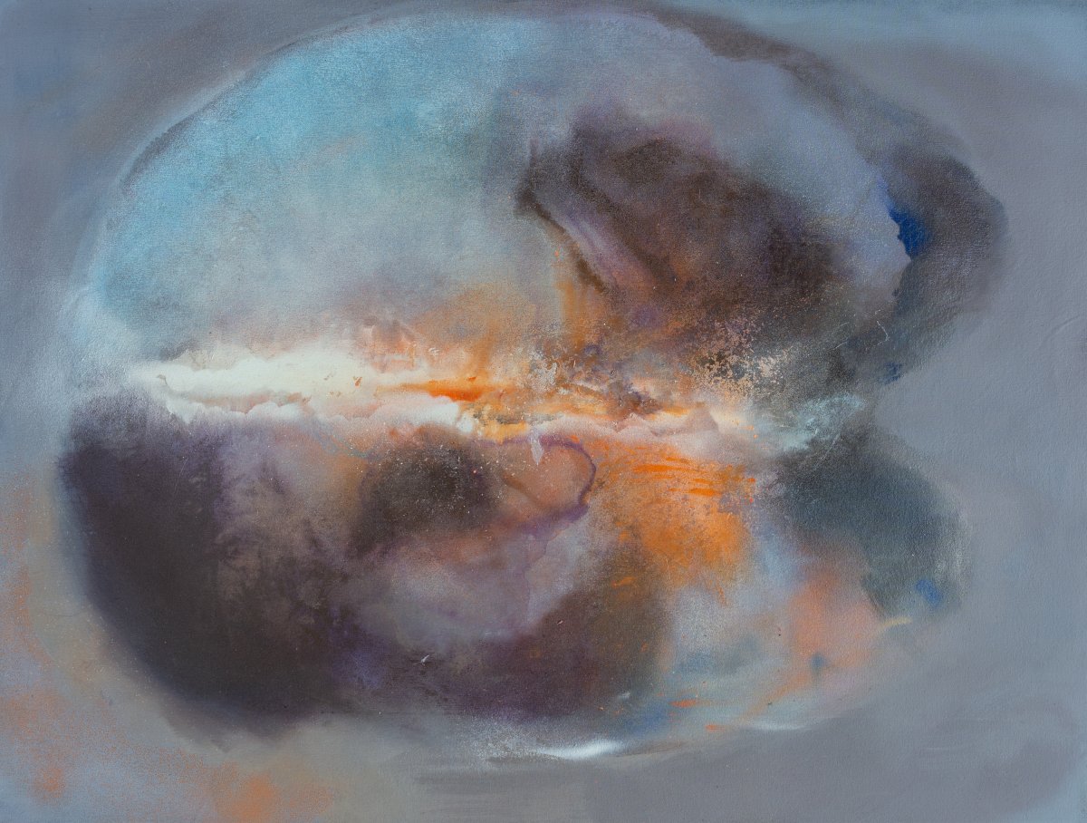Průnik, 2026, kombinovaná technika na plátně, 90 x 120 cm - dílo od Kristína Nguyenová