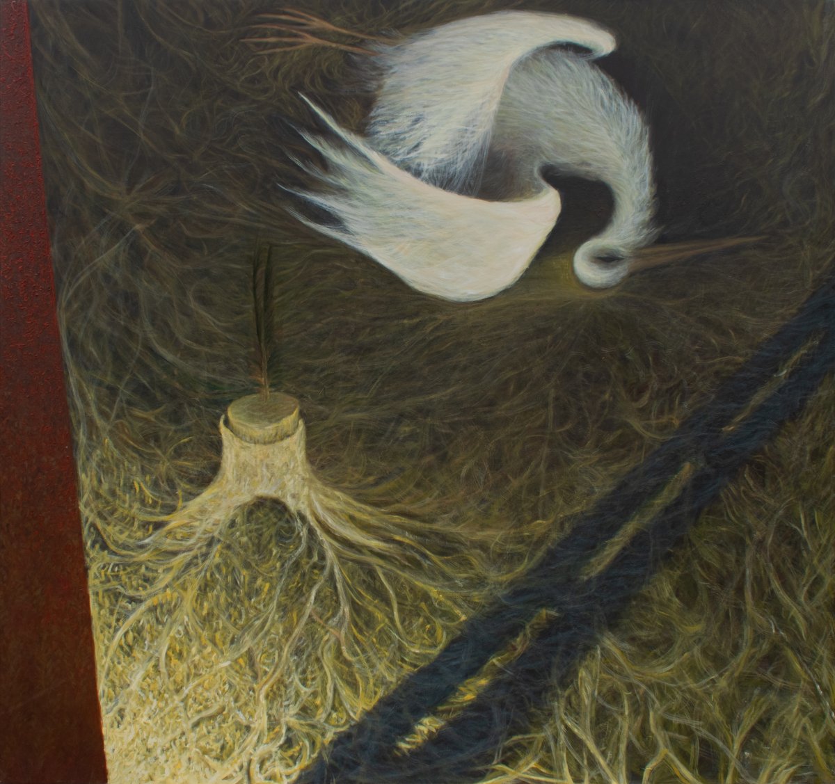 Uniesiony po spadku, olej na płotnie, 160 x 170 cm, 2025 - artwork by Artur Wieczerzyński