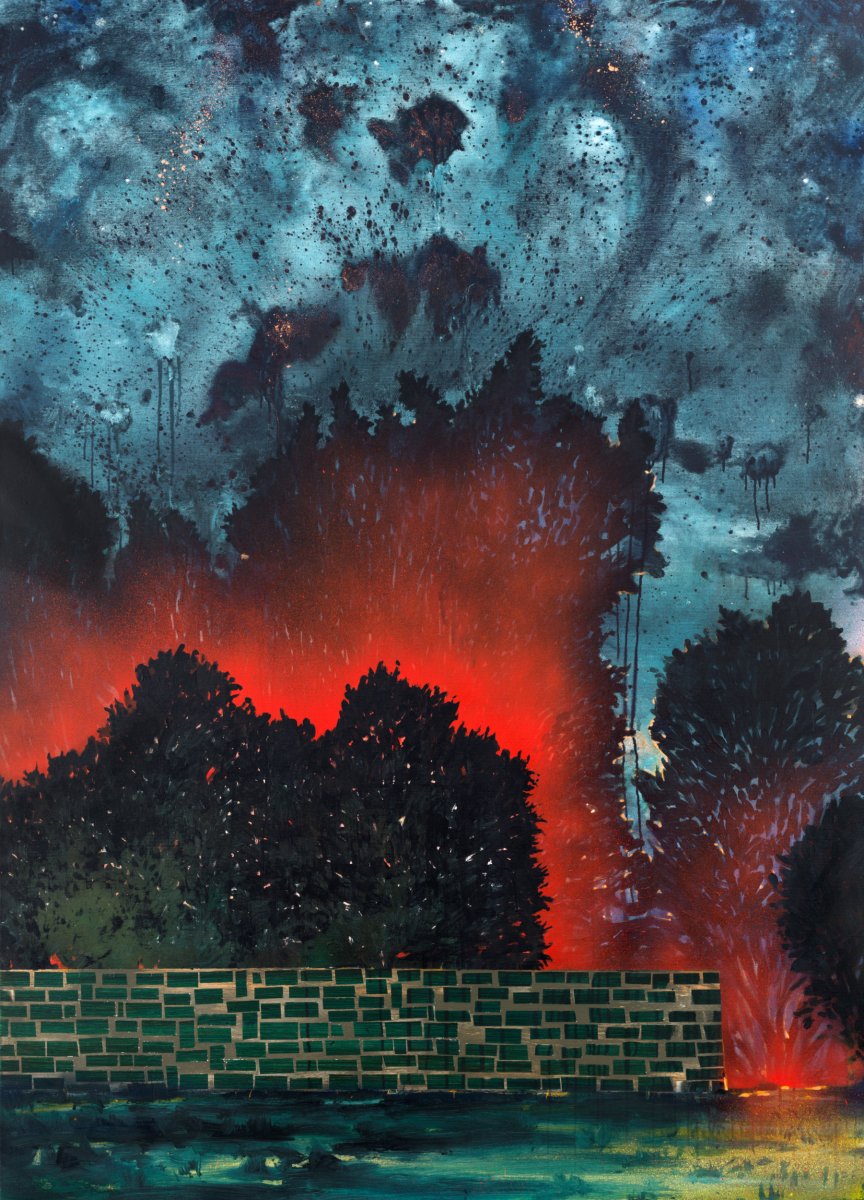 Red Party, 200×150 cm, 2025 - dílo od Kristina Mesaroš