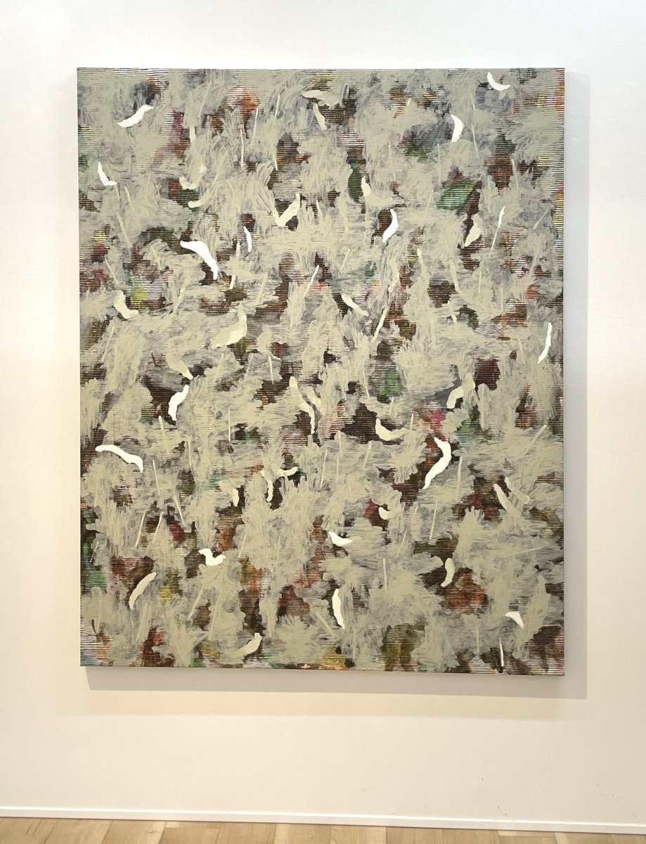Landscape, acrylic, pigment and Japanese washi paper on canvas, 160 × 130 cm, 2026 – artwork by Dominique Lutringer