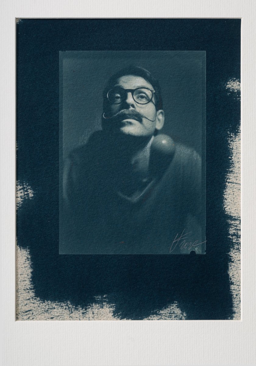 Adam Jarchovský / toned cyanotype + pastel - artwork by Klára Stojaníková