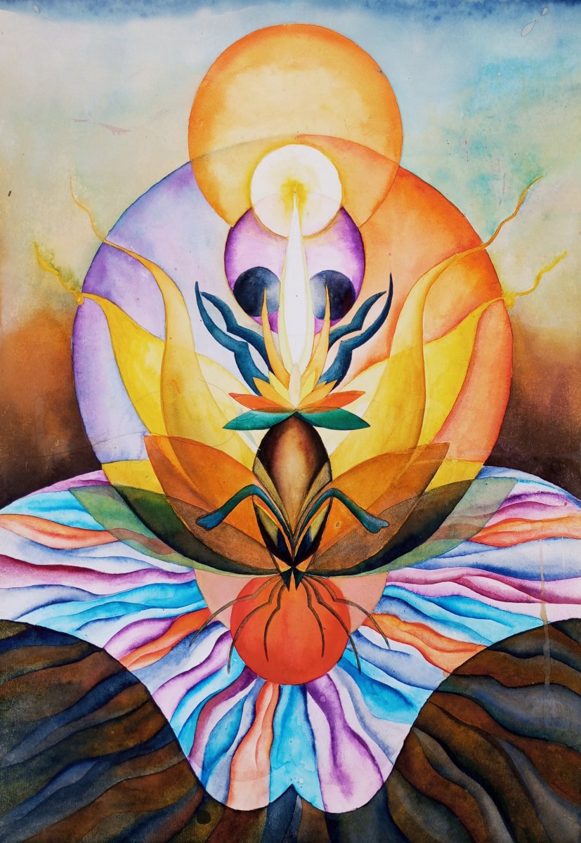 Slunce ve štíru, 2020, akvarel na papíře, 29,5 x 42 cm - dílo od Helena Blaško