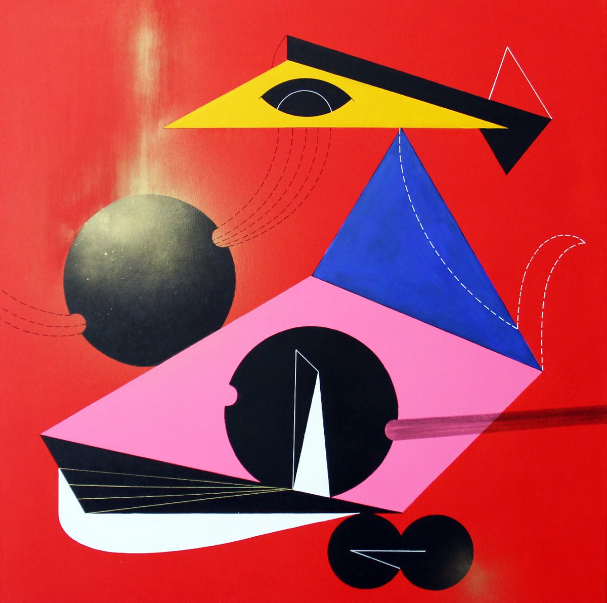 Architecture of Eternity I, acrylic, golden spray on canvas, 75 × 75 cm, 2025 - artwork by Katarina Balunova