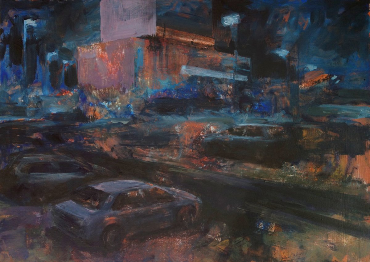 Noc, akryl na plátně, 50×70 cm, 2019 - dílo od Karel Řepa