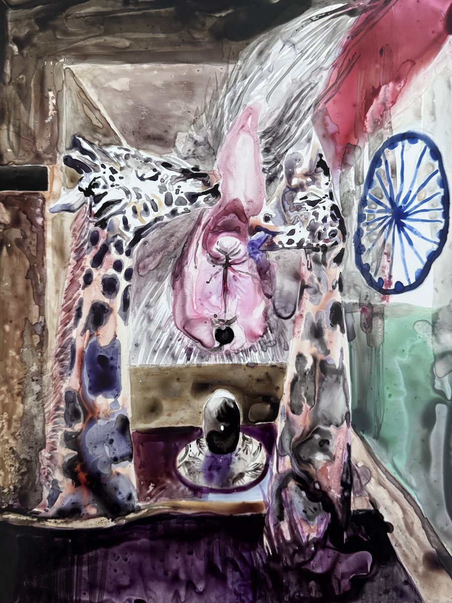 Silk Boundaries, ink on graphic paper, 24×32 cm, 2025 - artwork by Tereza Laznová