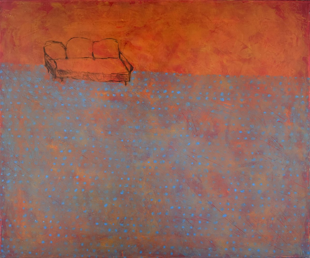 地平线上的沙发，布面丙烯，50 × 60 cm，2025 - Jan Svoboda的作品