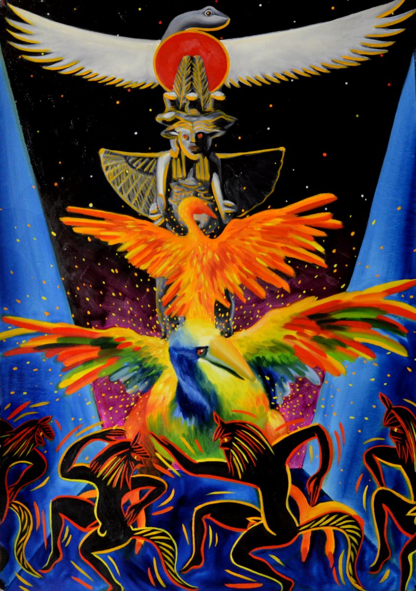 Momentary totem, 100 x 70, oil on canvas, 2025 - artwork by Lenka Jirková Táborská